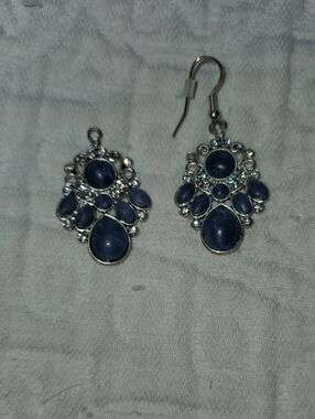 jcpenney Navy Blue Cabochon Drop Earrings with Silver-Tone Accents